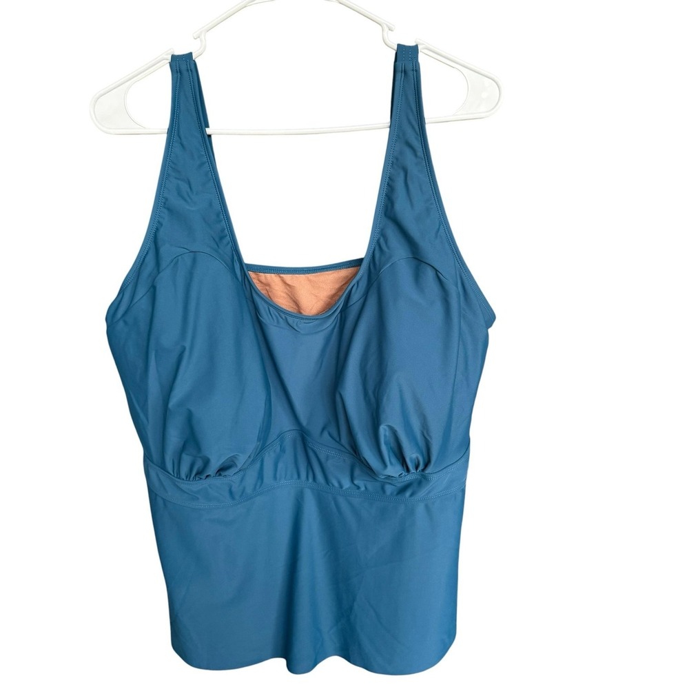 Shapermint Tankini Swim Top Womens 4XL Blue Adjustable Strap Wire Free Lined NWT